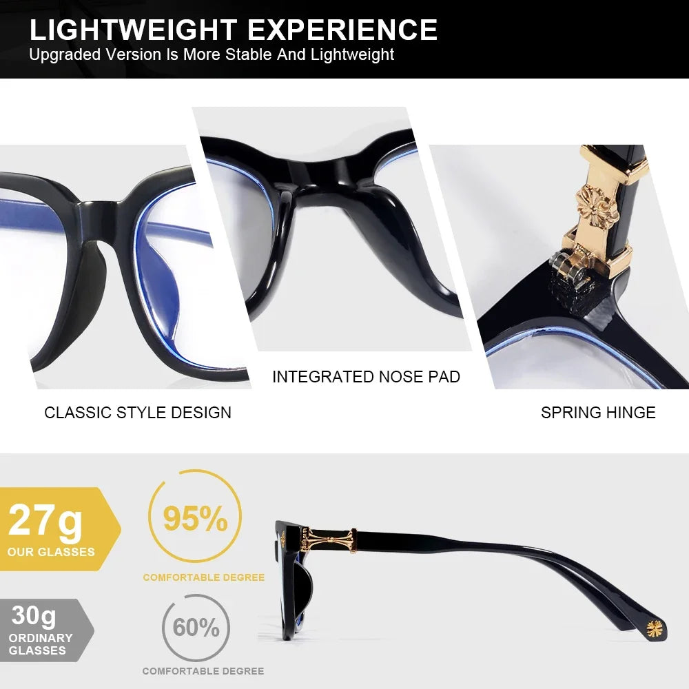 Classic 1Pcs Square Anti Blue Light Glasses For Men And Women Black & Transparent Frame Unisex Computer Wearing Women Glasses
