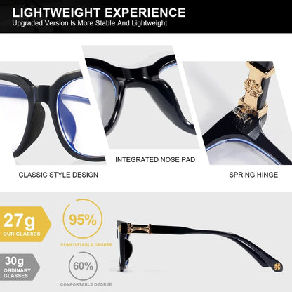 Classic 1Pcs Square Anti Blue Light Glasses For Men And Women Black & Transparent Frame Unisex Computer Wearing Women Glasses