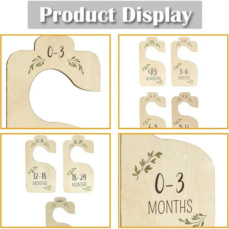 8pcs Storage Organizer Home Newborn To 24 Month Gift Baby Closet Divider Size Dividers Wood Card Clothes Hanger