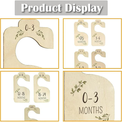 8pcs Storage Organizer Home Newborn To 24 Month Gift Baby Closet Divider Size Dividers Wood Card Clothes Hanger