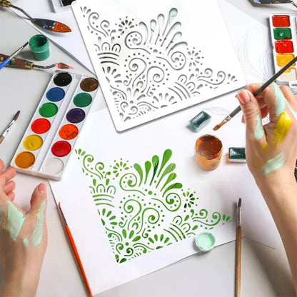Decorative Mandala Stencils: Reusable PET Templates for Home Painting; Ideal for Wall, Floor, and Fabric Decor