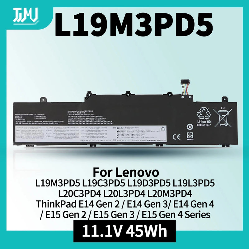 L19M3PD5 L19C3PD5 L19D3PD5 L19L3PD5 Laptop Battery for Lenovo ThinkPad E14 Gen 2/E14 Gen 3/E14 Gen 4 L20C3PD4 L20L3PD4 L20M3PD4