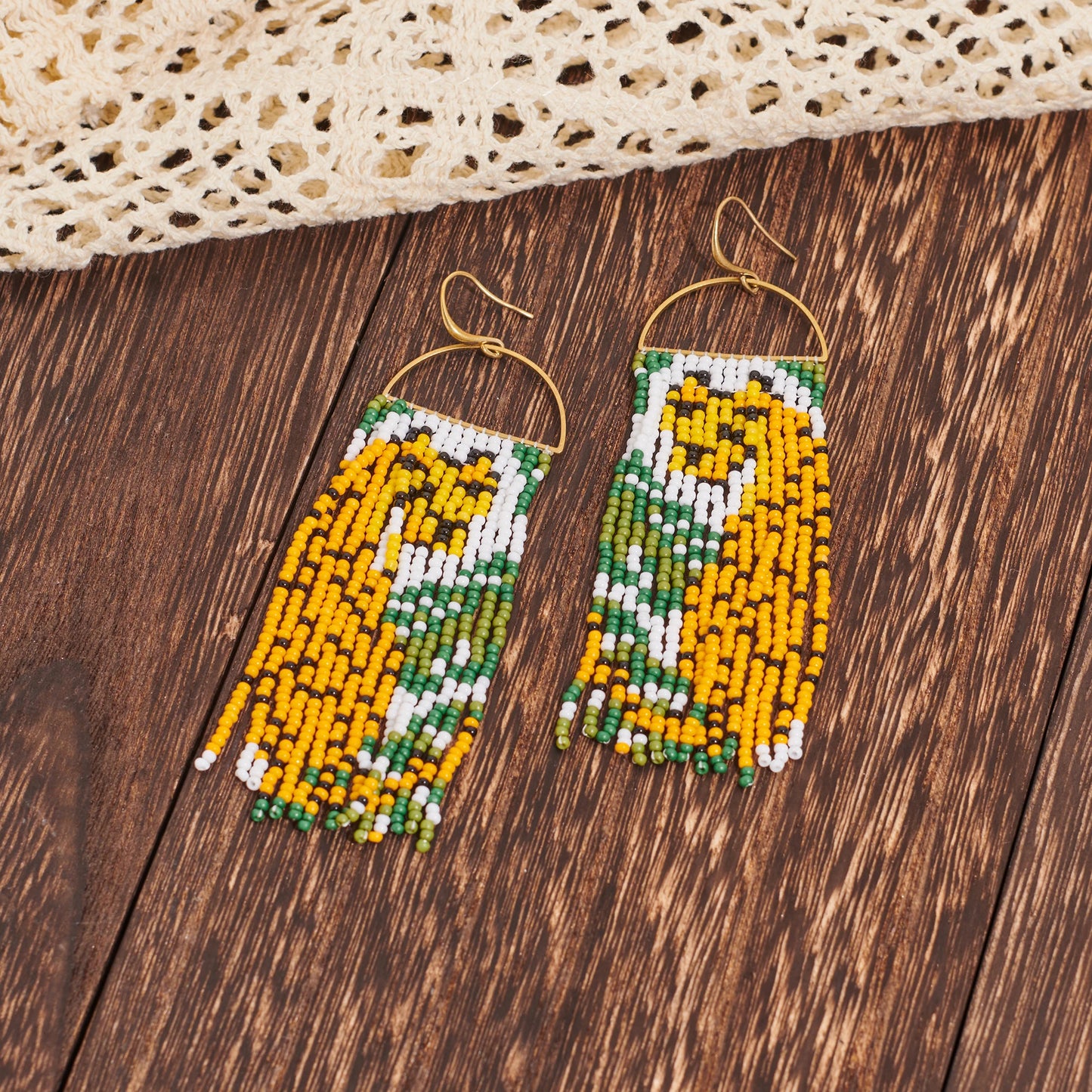 Bohemian tassel earrings, landscape animal earrings, beach earrings, music gifts