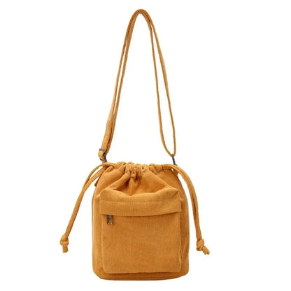 Korean Style Women's Shoulder Bag Drawstring Bucket Bag Casual Light Youth Crossbody Bag Whole New Middle Bag