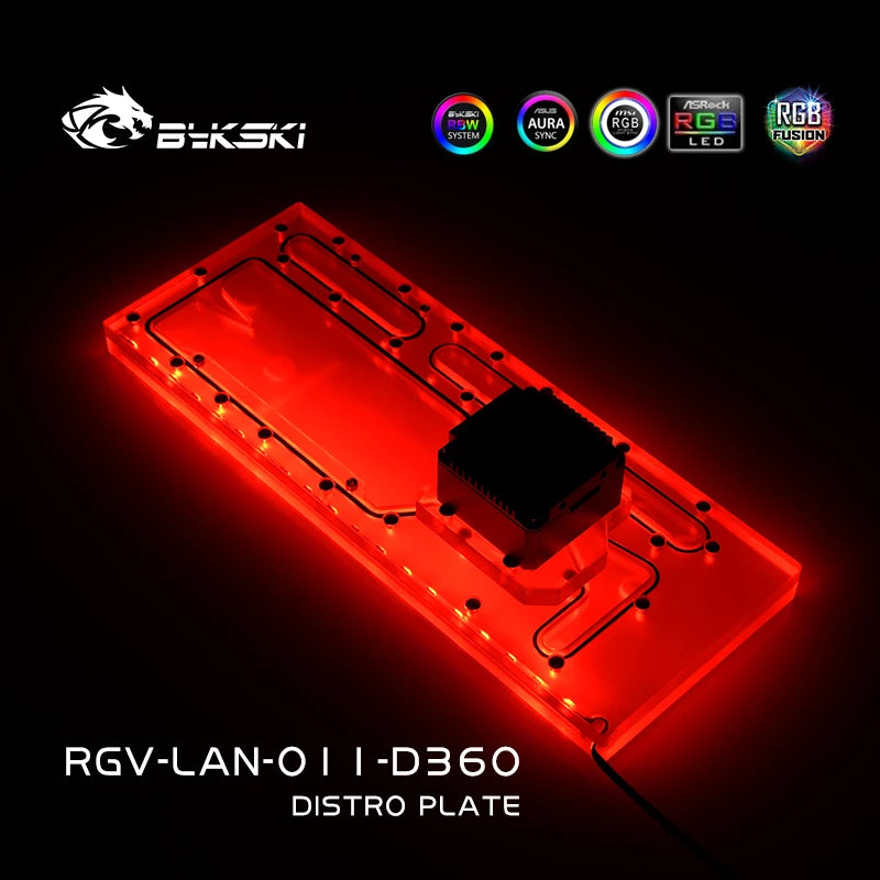 Bykski Acrylic Distro Plate / Board for LIAN LI O11 Dynamic Case / Fit Dual 360MM Radiator / Combo DDC Pump / RGV-LAN-O11-D360