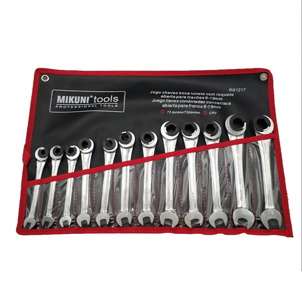 12 PCS 8mm-19mm Tubing Ratchet Wrench Tubing Ratchet Wrench Double Spanners Tools Oil Wrench Open End Ratchet Wrench