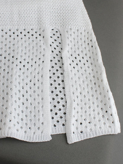 Women's knitted net-colored long-style v-belt slit dress beach blouse skirt summer
