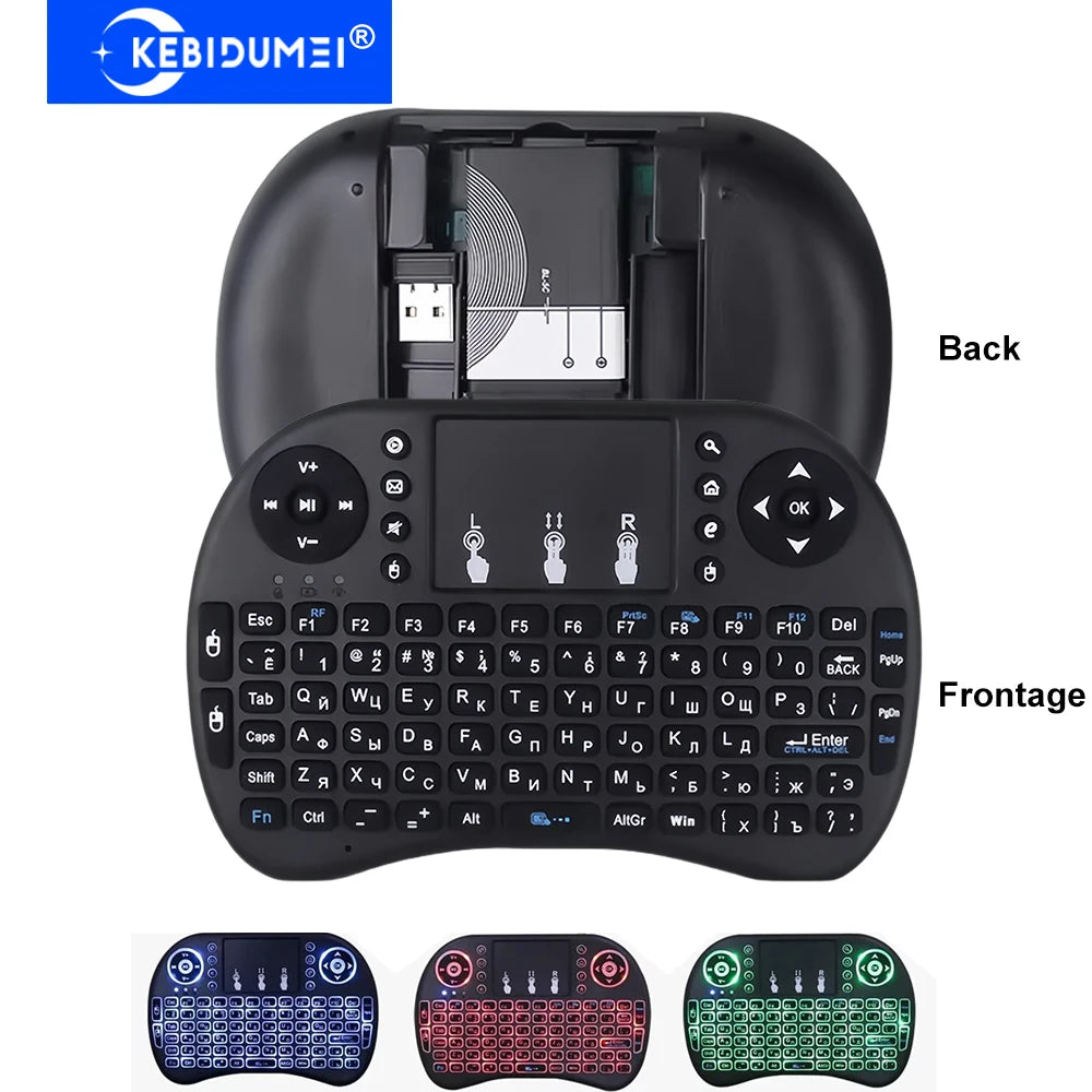 I8 Mini Wireless Keyboard RGB Backlit 2.4GHz Air Mouse English Russian Keyboard with Touchpad Handheld for Android TV BOX