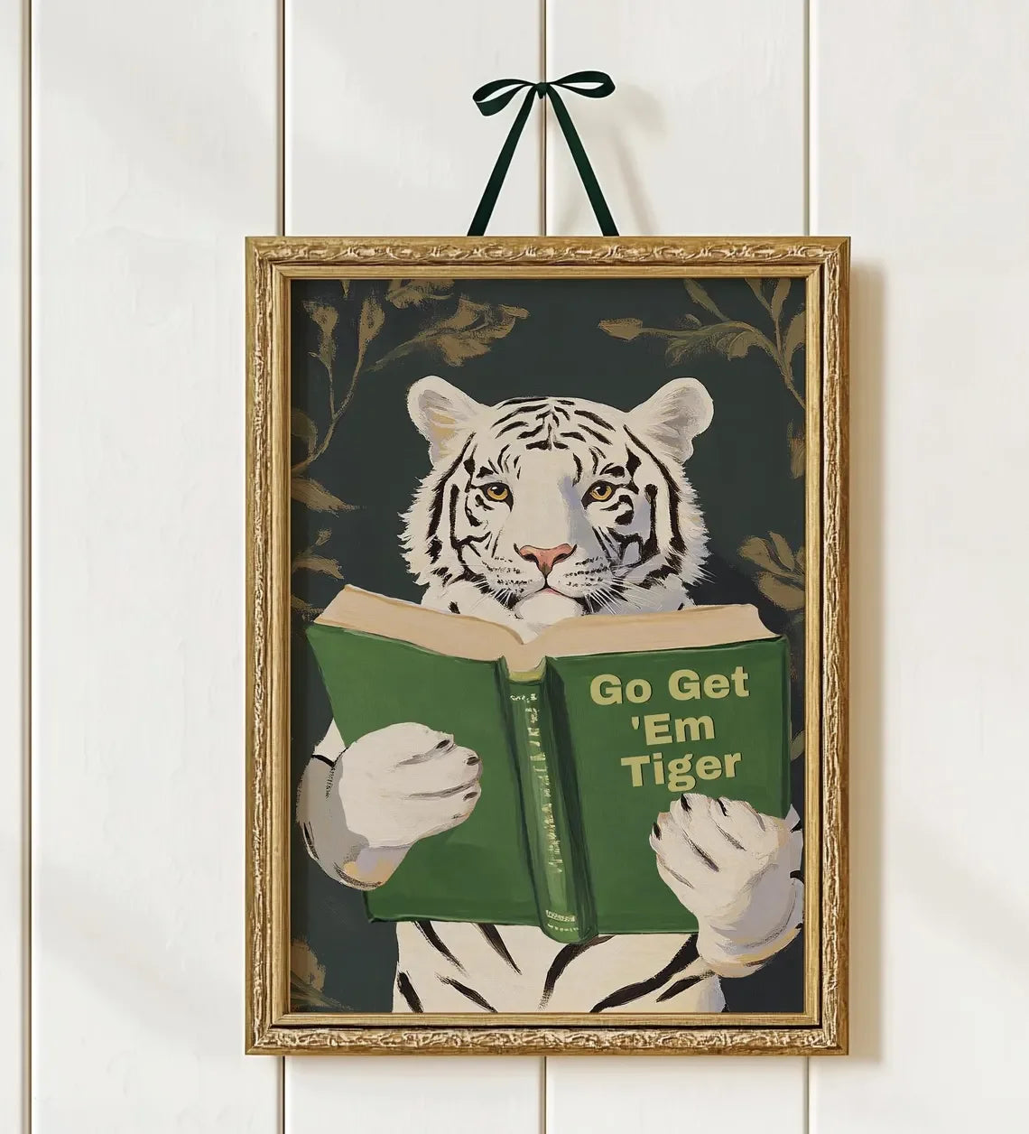 Humorous Bookworm Wall Art Decor for Library Office Study - Unique Theme Home Decorative Painting