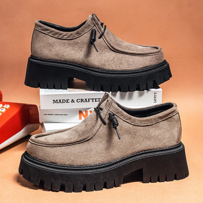 Men's Shoes 2025 Autumn New Style High-heel Thick-soled Loafers, Durable and Retro Casual Shoes, Everyday Street Trend Sneakers