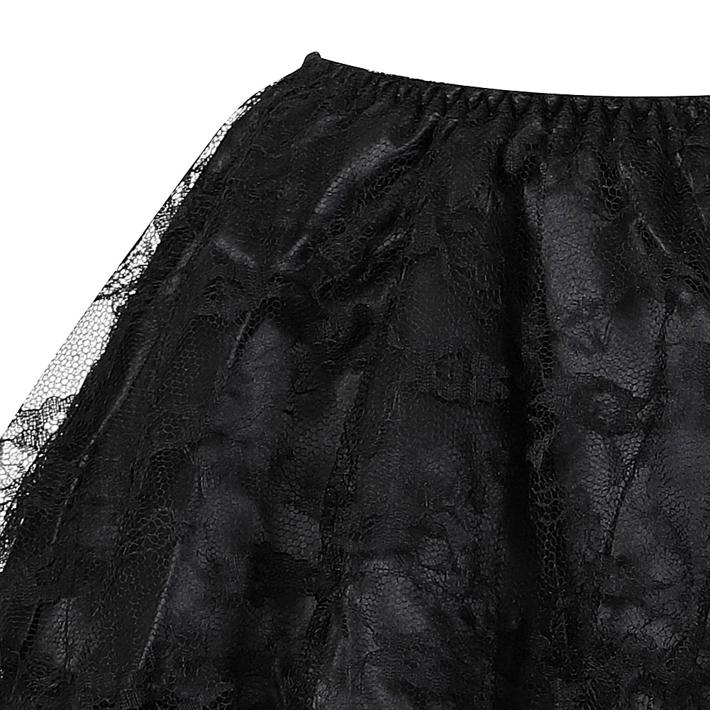 Sexy Layered Mesh Tulle Lace Mini Pleated Skirt Gothic Skirts Showgirl Party Dance Tutu Skirt Plus Size S-6XL