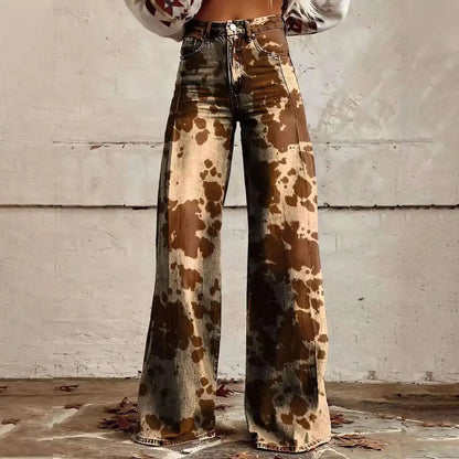 2025 Retro 3D Printing Fashion High Waist Pants High Street Loose Wide Leg Pants for Women Harajuku Trousers Spring Summer