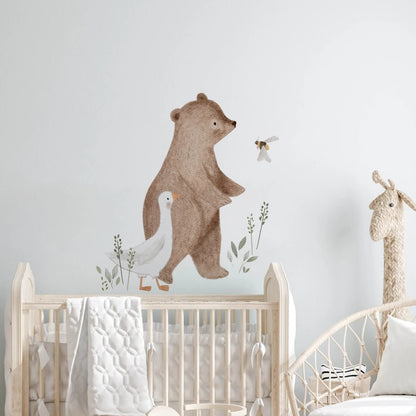 Cartoon Bear Deer Rabbit Bird Bee Plant Wall Sticker Art Decal Room Bedroom Living Room Door Office Corridor Interior Home Decor