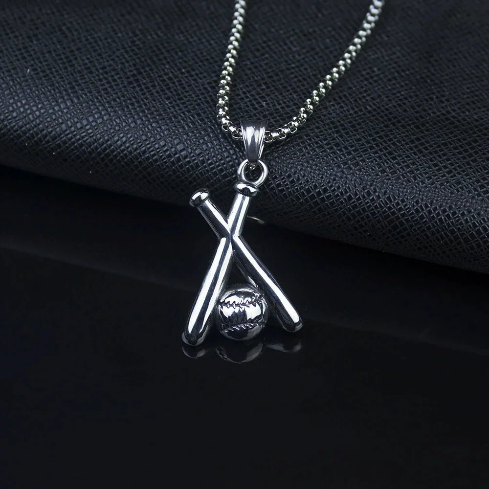 Simple and Fashionable Baseball Bat Pendant Necklace, Suitable for Men and Women, Creative Niche Street Party Accessories