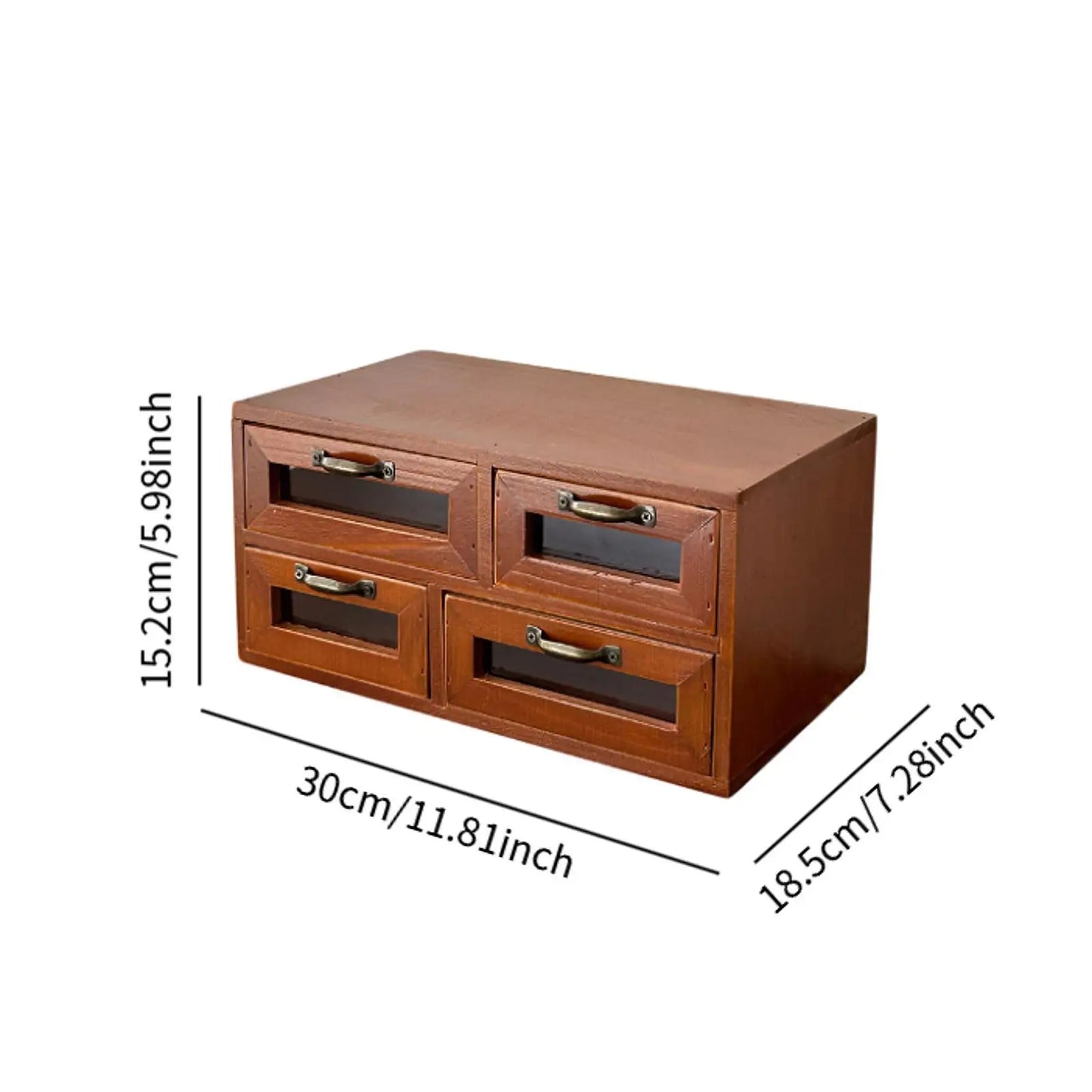 Desk Organizer Box with Drawers Wooden Desktop Organizer for Keys Cosmetics Jewelry and Office Supplies Drawer Cabinet