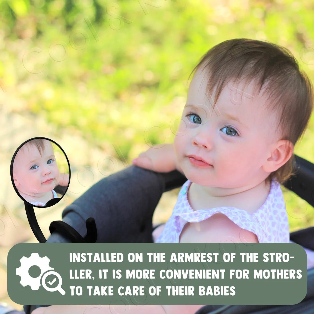 Stroller Mirror 360° Rotating, Shatterproof with Non-Slip Silicone Leg for a Full, Secure View of Your Baby