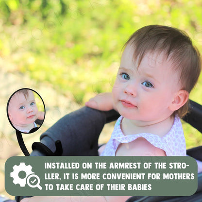 Stroller Mirror 360° Rotating, Shatterproof with Non-Slip Silicone Leg for a Full, Secure View of Your Baby