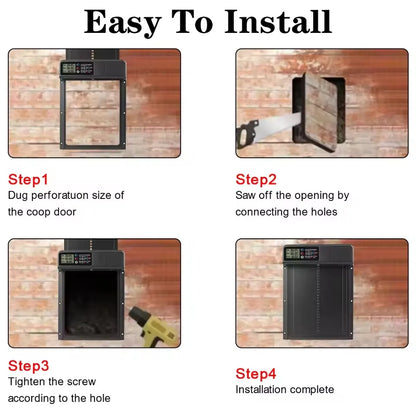 Safety Gate Anti-Pinch Function Small Pet Supplies LCD Display Automatic Chicken Coop Door Controlled Open Retractable Door