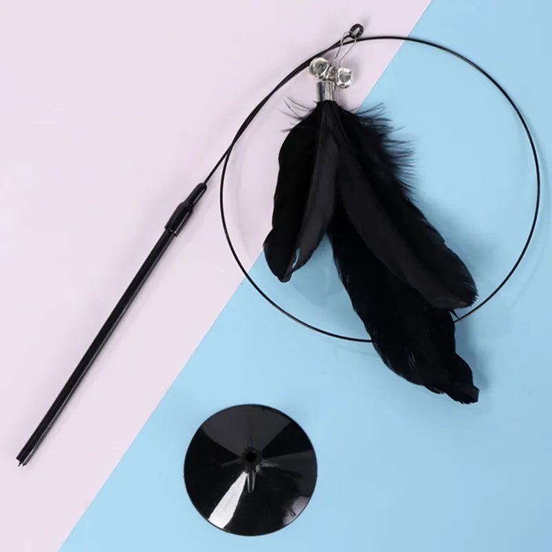 Cat Toy Cat Toys Interactive with Sucker Feather Toys for Cats Tease Sucker Stainless Steel Wire Cats Toy with Bell Pet Products