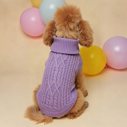 New Pet Small Pet Dog Clothes Sweater Fashion Autumn Winter Solid Fried Dough Twists Knitting Warm Comfort Clothing