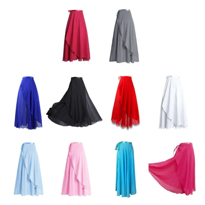 Women Ballet Dance Skirt Asymmetric Long Dance Skirt Wrap Skirt with Tie Waist Skate Over Scarf Skirt Dancewear