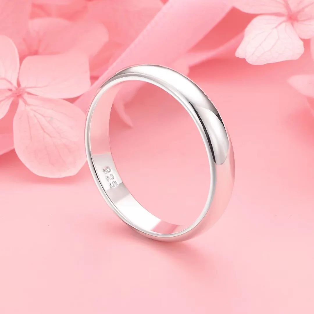 925 Sterling Silver Simple Polished Ring For Fashion Women Charm Wedding Party Gift Jewelry