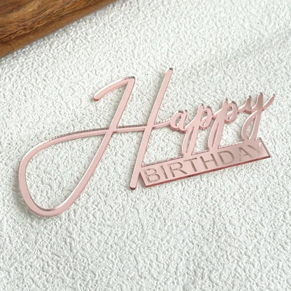 Acrylic Side Happy Birthday Cake Decorations Happy Anniversary Cake Topper Event Party Supplies Baking Decorating Accessories