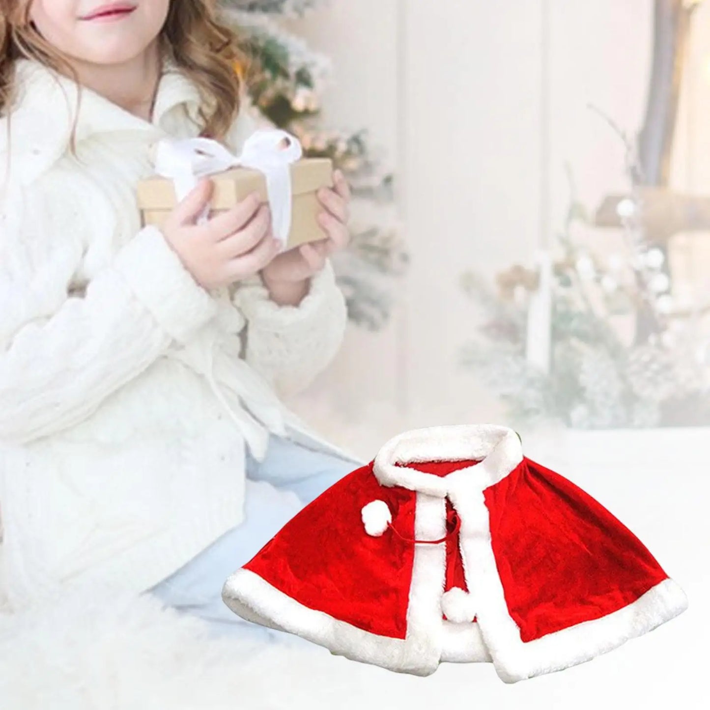 Christmas Shawl Performance Clothing Santa Claus Christmas Cloak Children’s Christmas Cloak Gold Velvet Christmas Costume