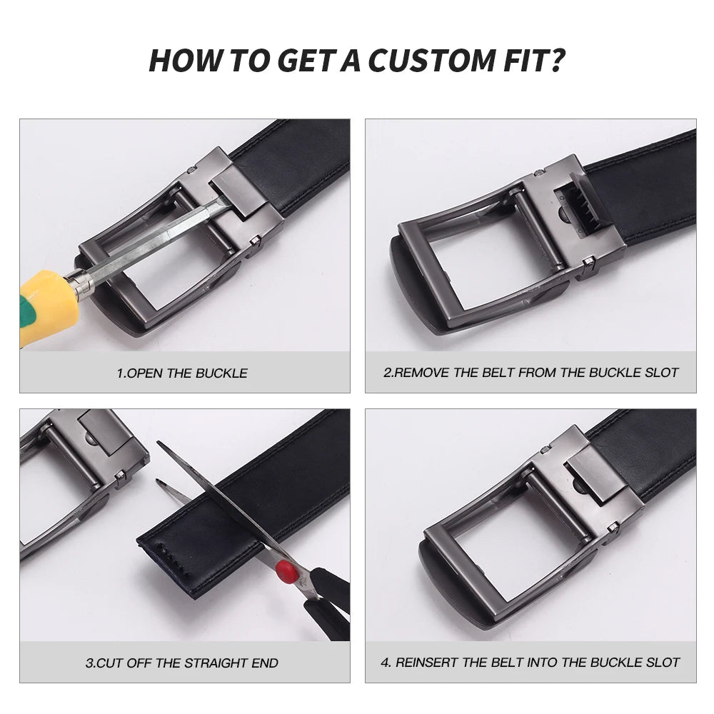 Business Belts for Men Genuine Leather Automatic Men Belt Luxury Waist Strap Designer Belts Male High Quality Fashion Formal