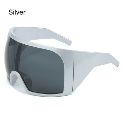 Futuristic Wrap Around Sunglasses Rave Curved Lens UV400 Protection 2000'S Eyewear Oversized Y2K Sun Glasses for Women & Men