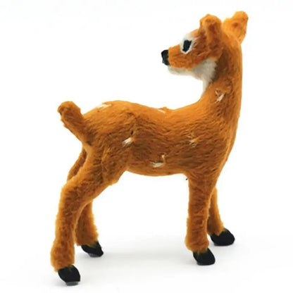 1pc Simulation Plush Animal Sika Deer Reindeer Lovely Xmas Home Decor Standing Miniatures Christmas Elk Scene Arrangement Props