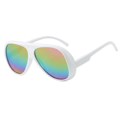OEC CPO Fashion Double Bridges Pilot Sunglasses Women Large Frame Shades UV400 Retro Sun Glasses Female Orange Yellow Eyewear
