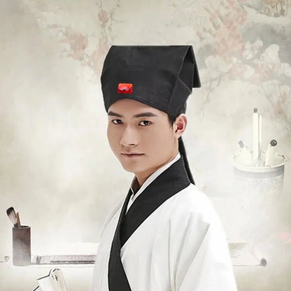 Hanfu Hat Men Chinese Traditional Ancient Scholar Teacher Black Hat Headdress Male Vintage Confucian Towel Cosplay Hat For Kids