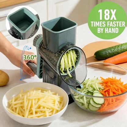 3 in 1 Multi-function Drum Vegetable Chopper Hand-operated Potato Slice Chopper Pressed Vegetable Grinder Peeled Garlic Chopper