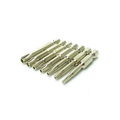 7 Pcs 5 Point Torx Screwdriver Bits 50mm S2 Magnetic Star Screw Driver 1/4" Hex Shank T10 T15 T20 T25 T27 T30 T40