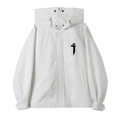 Hikigawa Chic Fashion Women Punk Style Turtleneck Hooded Jackets Vintage Loose High Street Zipper Cardigan Coats Tops Mujer