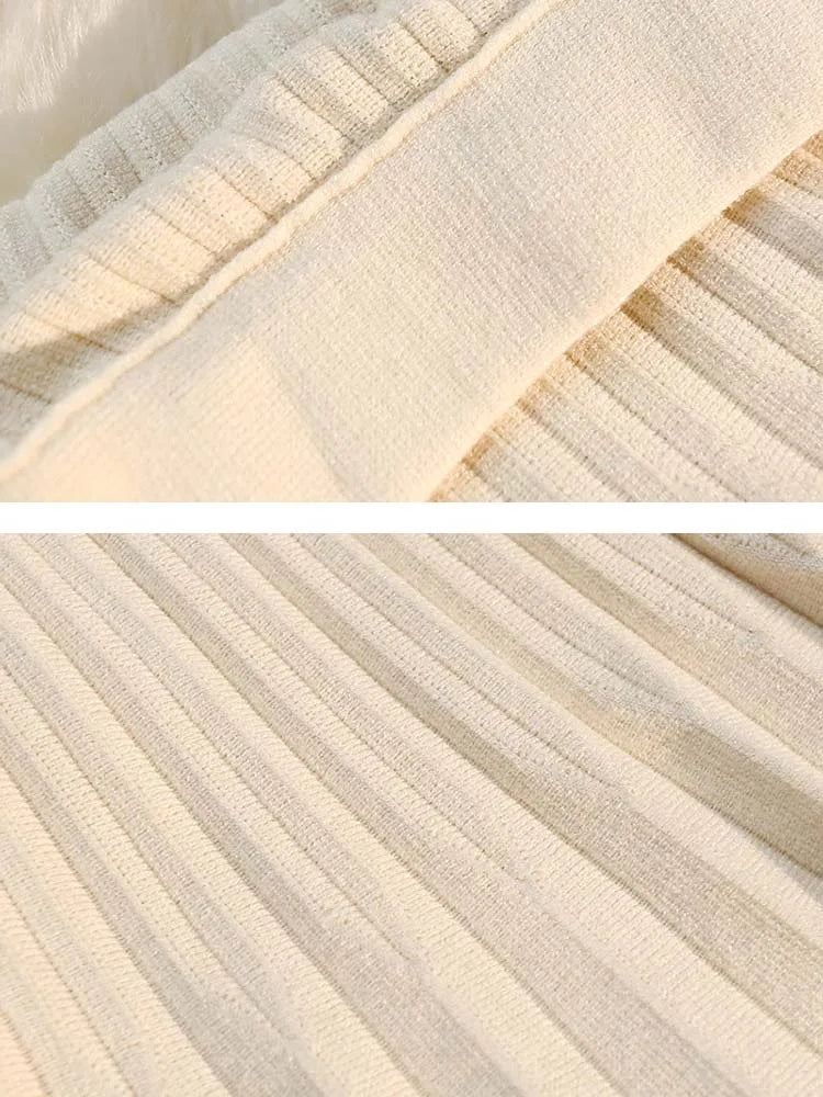 Autumn Winter Knitted Pleated Skirts Women's Elastic High Waist A-Line Umbrella Skirts Casual Sexy Slim Short Mini Skirts