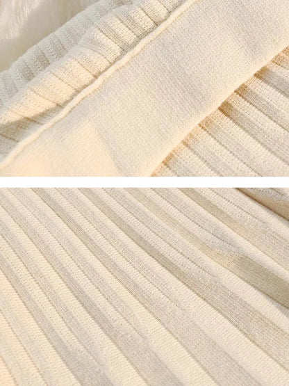 Autumn Winter Knitted Pleated Skirts Women's Elastic High Waist A-Line Umbrella Skirts Casual Sexy Slim Short Mini Skirts