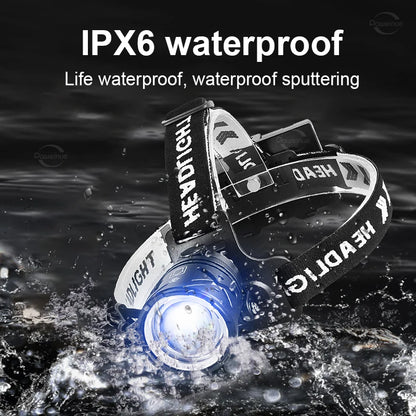80000LM Powerful Headlamp USB Rechargeable Headlight Flashlight Large aperture XHP360 LED Head lamp Camping Fishing Head Lantern
