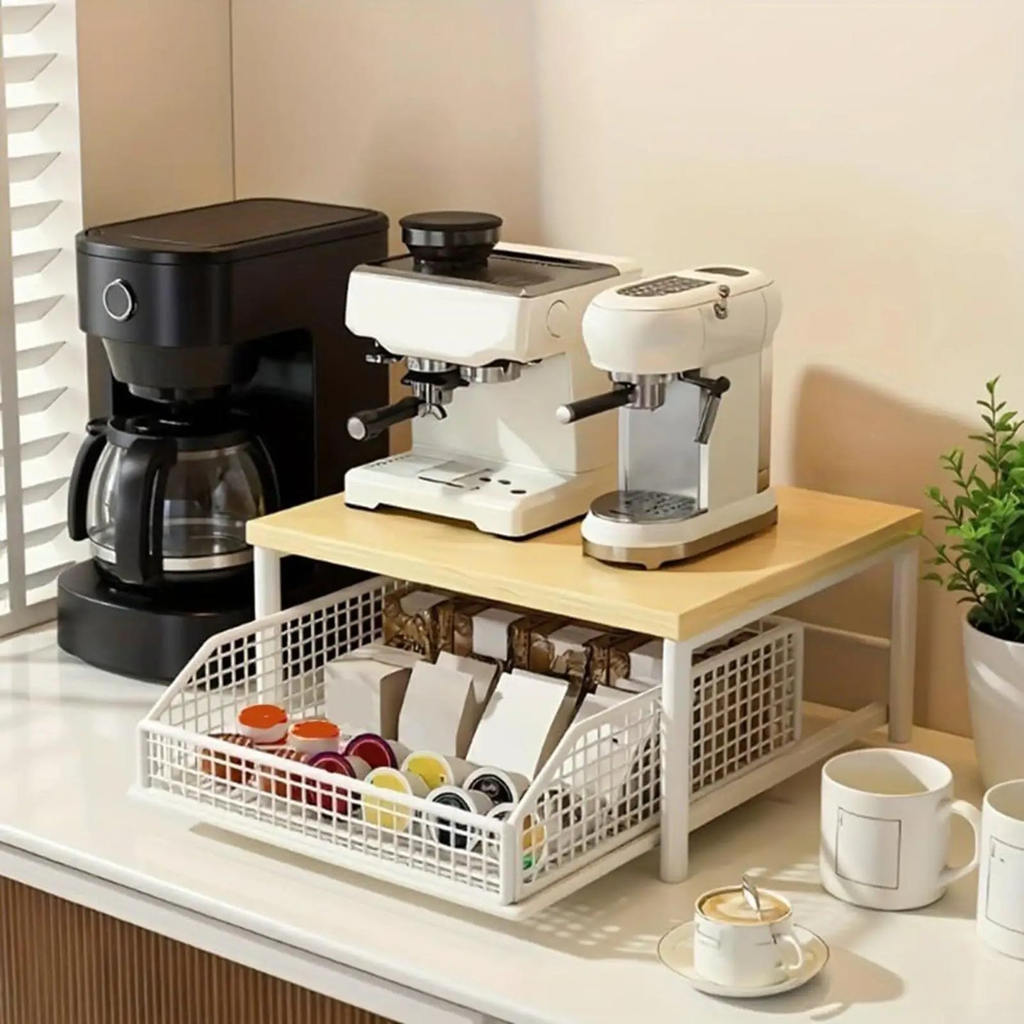 Kitchen Shelf Vertical 2-Tier Organizer Rack Household Organizer Shelves for Pantry Kitchen Bathroom Garage Shower Bar Apartment