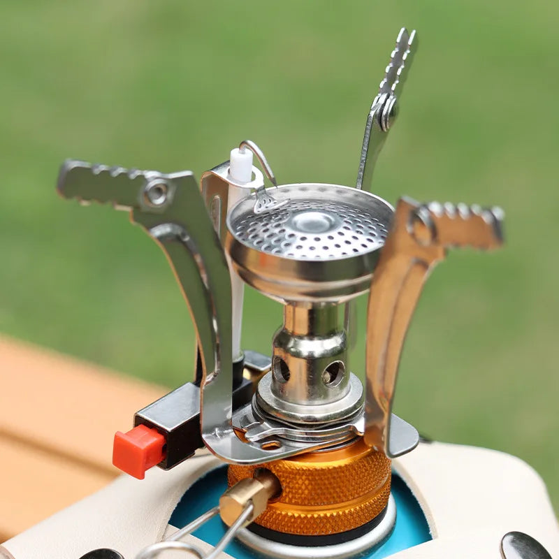 Mini Integrated Camping Stove, Portable Burner with Electronic Ignition, Compact Outdoor Cooking Stove for Camping Picnic