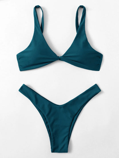 Simple Solid Bathing Suit Women Sexy Triangle Bandage Micro Bikini Swimsuit 2025 New Summer Beach Bathing Suit Two Piece Female