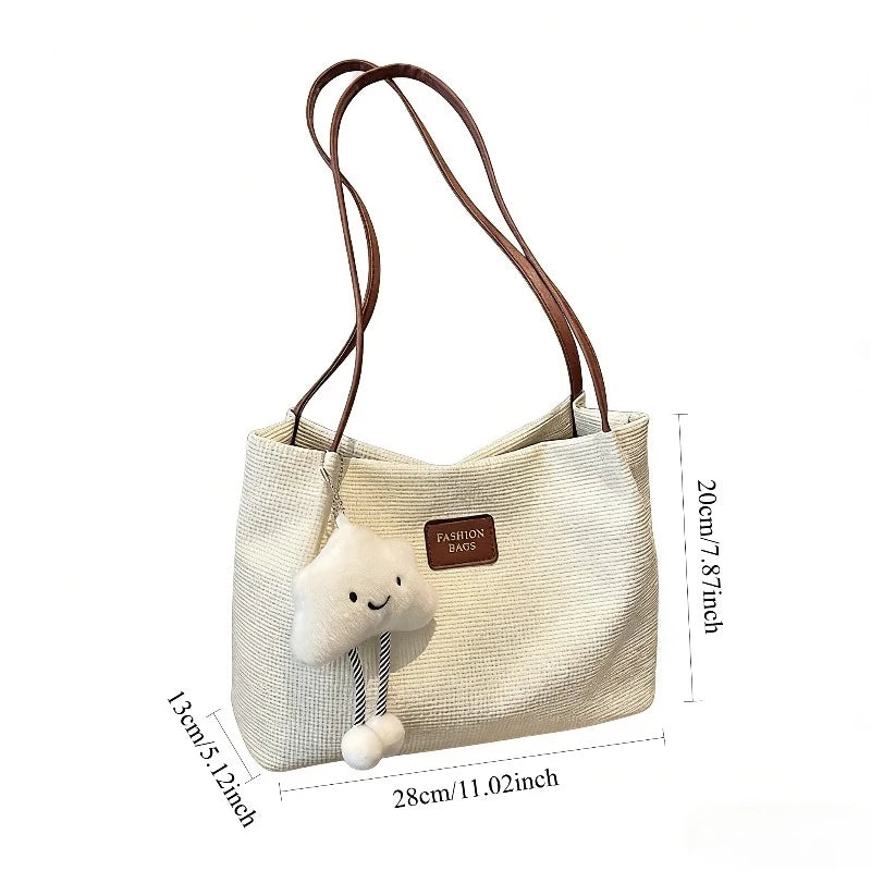 New Fall Versatile Simple Shoulder Bag Fashion Commute Tote Bucket Bag