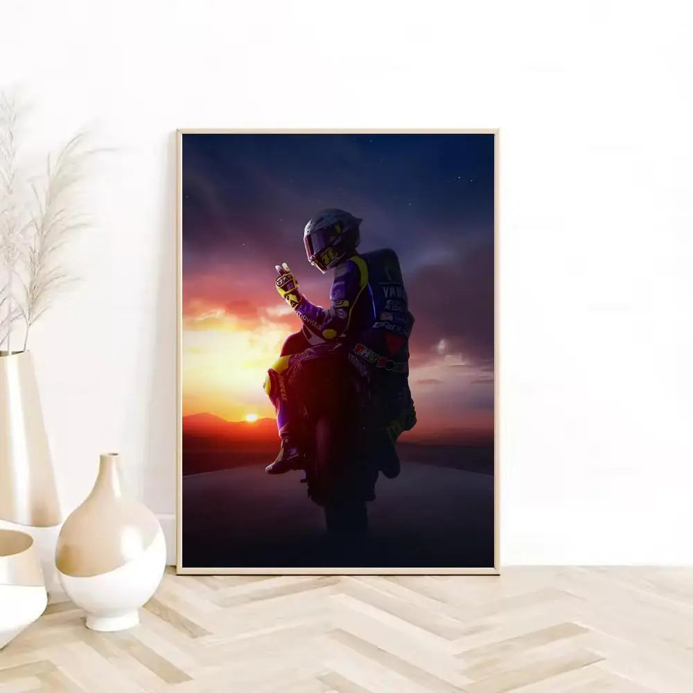 Painting Calligraphy HD Waterproof Canvas Wall Art Poster Home Room Decor Gift Motorcycle Racer Valentino Rossies
