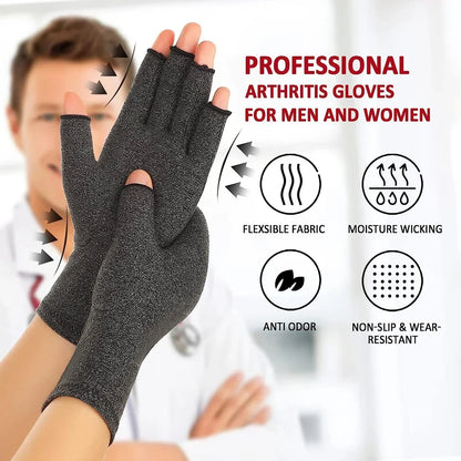 GOMOREON 1 paire de gants pour l'arthrite (femme/homme), syndrome du canal carpien, rhumatismes, tendinites, gants de compression sans doigts pour la main et le pouce
