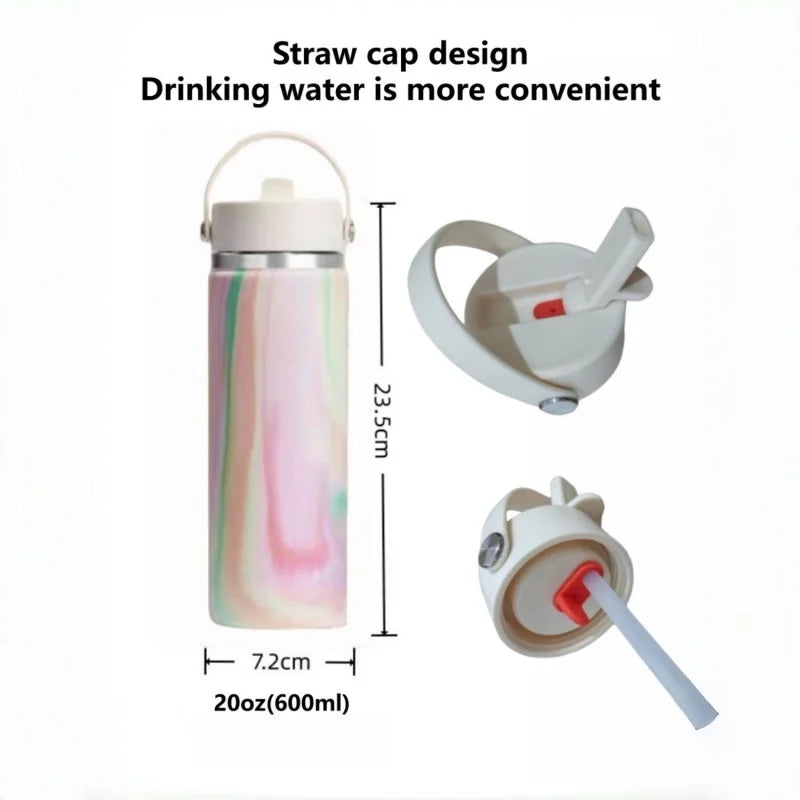 Camping Water Bottle, 20 oz, 32 oz, 40 oz Vacuum Insulated Travel Mug, Portable Straw Car Cup, High-Quality Women's Holiday Gift