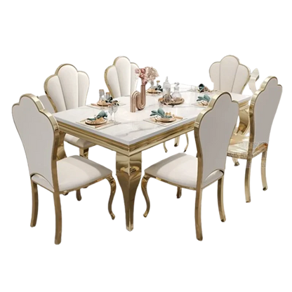 Marble Luxury Dining Table Unique Gold Individual White Italian Dining Table Rectangular Design Mesa Comedor Home Furniture