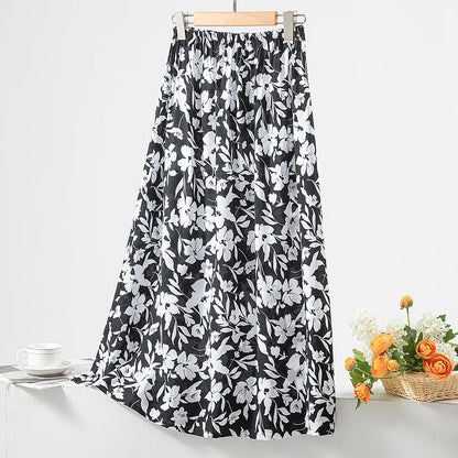 New 2024 Elegant Women Tulle Skirt Korean Fashion Boho Floral A Line Ladies Pleated Skirt Summer Chic High Waist Party Vestidos