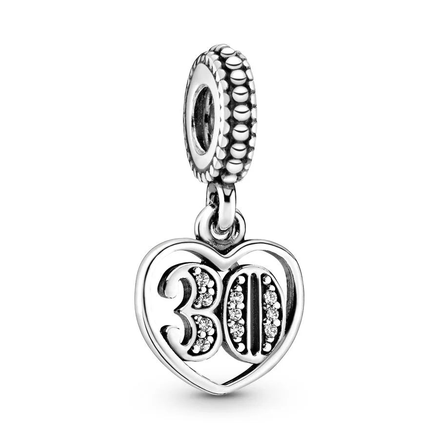 New 925 Sterling Silver Heart Number Charms Fit Original Europeans Bracelet Love Angel Wings Globe DIY Jewelry Gift for Women