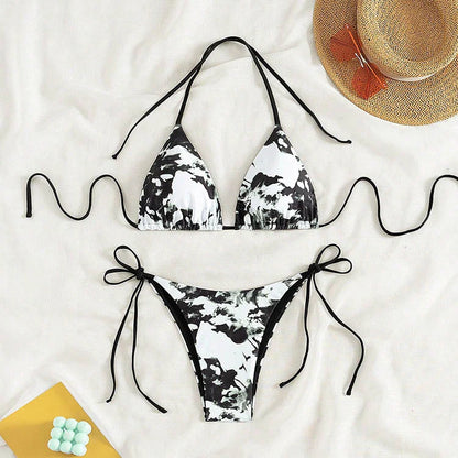 New Sexy Lace Up Neck Starfish Print Set Swimsuit Bikini Low Waist Bikinis Swimwear Beach Swimsuit Swimwear